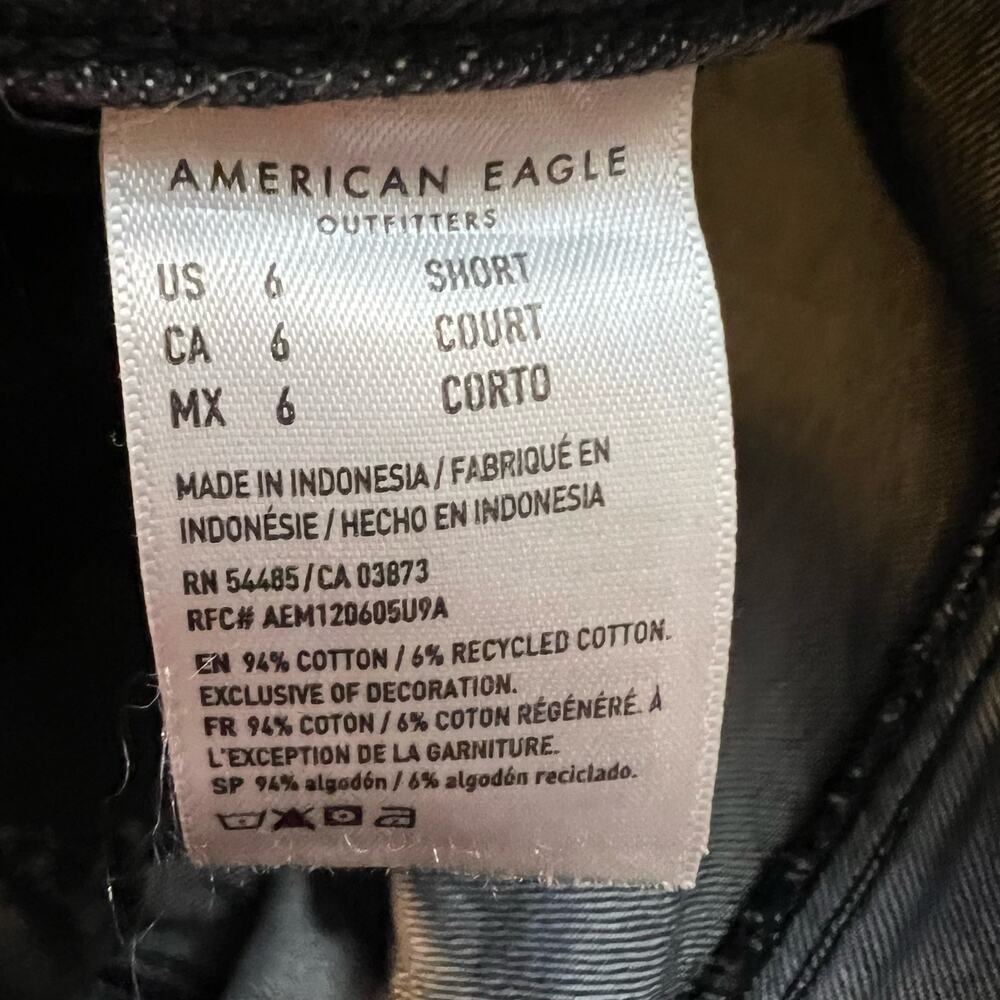 American Eagle Jeans Womens 6 Short Faded Black 90s So Stout Straight Pants - Picture 7 of 11